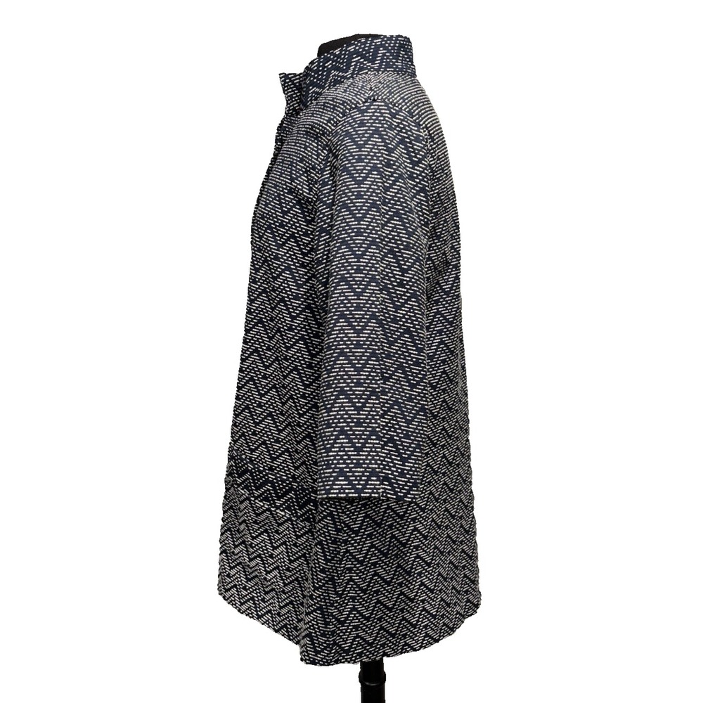 NEW La Blend Mandarin Open Jacket Sz‎ M Navy White 3/4 Sleeve Reversible Pockets - Picture 4 of 12